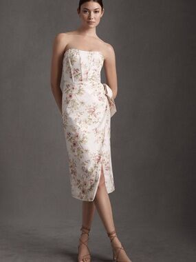 V. Chapman Liliana Linen Midi Dress in Pink Rose